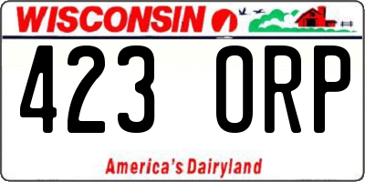 WI license plate 423ORP