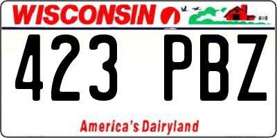 WI license plate 423PBZ
