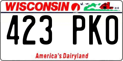 WI license plate 423PKO