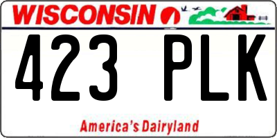 WI license plate 423PLK