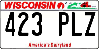 WI license plate 423PLZ