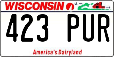 WI license plate 423PUR