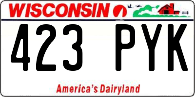 WI license plate 423PYK