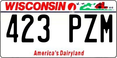 WI license plate 423PZM