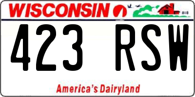 WI license plate 423RSW
