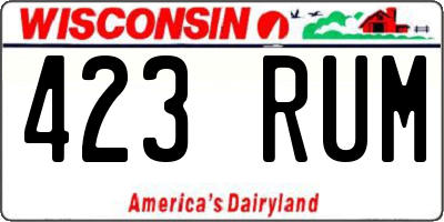 WI license plate 423RUM