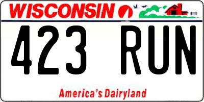 WI license plate 423RUN