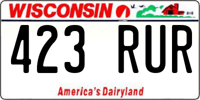 WI license plate 423RUR
