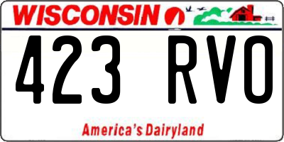 WI license plate 423RVO