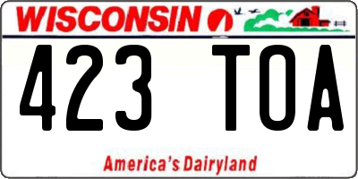 WI license plate 423TOA