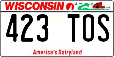 WI license plate 423TOS