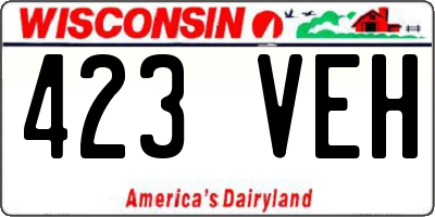 WI license plate 423VEH