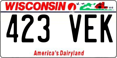 WI license plate 423VEK