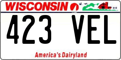 WI license plate 423VEL