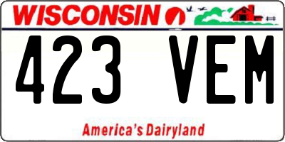 WI license plate 423VEM