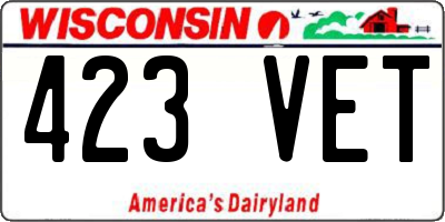 WI license plate 423VET