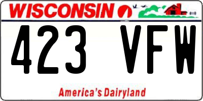 WI license plate 423VFW