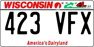 WI license plate 423VFX