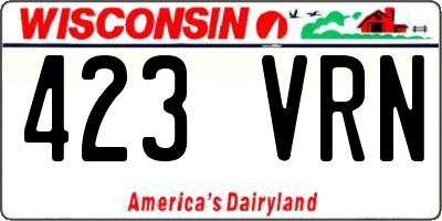WI license plate 423VRN