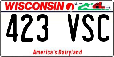 WI license plate 423VSC