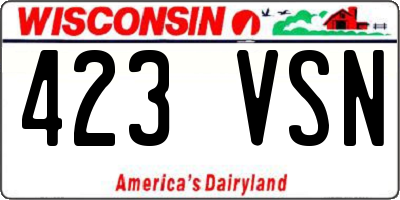 WI license plate 423VSN