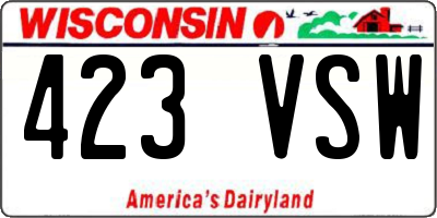 WI license plate 423VSW