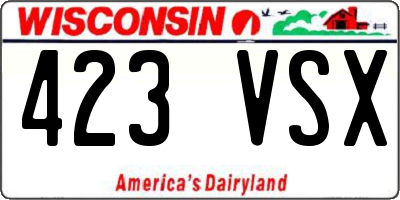 WI license plate 423VSX