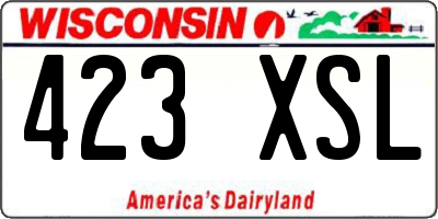 WI license plate 423XSL