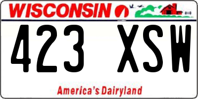 WI license plate 423XSW