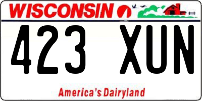 WI license plate 423XUN