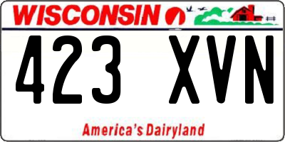 WI license plate 423XVN