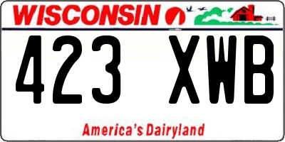 WI license plate 423XWB