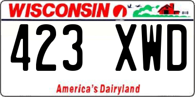 WI license plate 423XWD