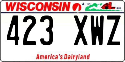 WI license plate 423XWZ