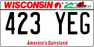 WI license plate 423YEG