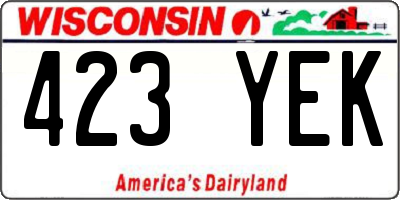 WI license plate 423YEK