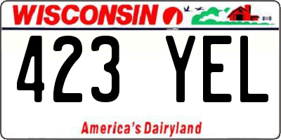 WI license plate 423YEL