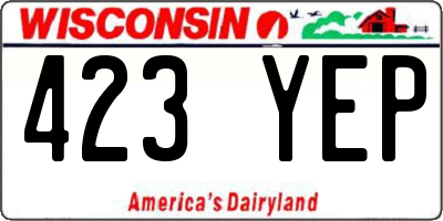 WI license plate 423YEP