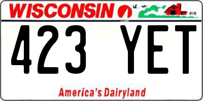 WI license plate 423YET