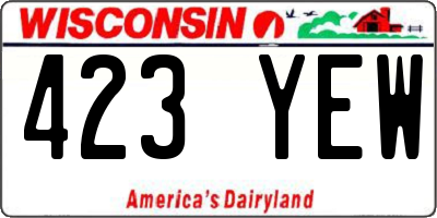 WI license plate 423YEW