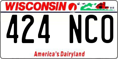 WI license plate 424NCO