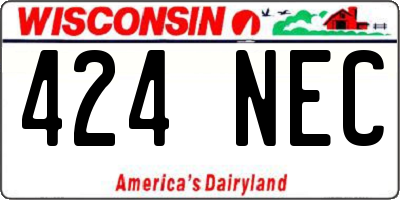 WI license plate 424NEC