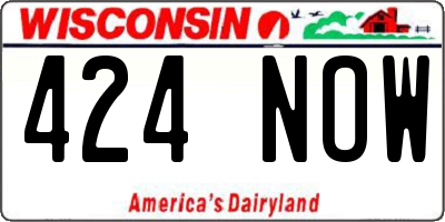 WI license plate 424NOW