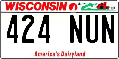 WI license plate 424NUN