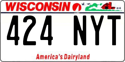 WI license plate 424NYT