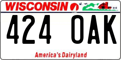 WI license plate 424OAK