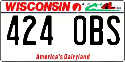 WI license plate 424OBS