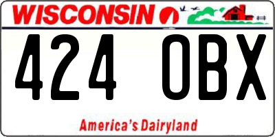 WI license plate 424OBX