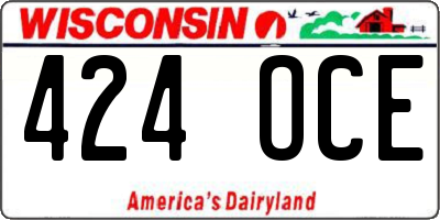 WI license plate 424OCE