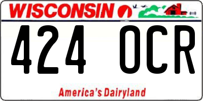 WI license plate 424OCR